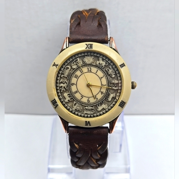 Unique Cardini Zodiac Signs Watch New Battery Copper Stone Dial Horoscope Runs - Picture 1 of 11